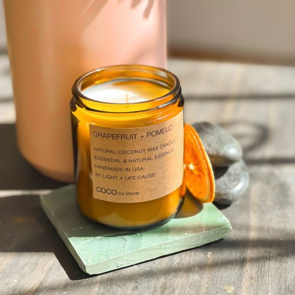 3.5oz Grapefruit + Pomelo Natural Coconut Apricot Wax Candle For Sale - Image 2