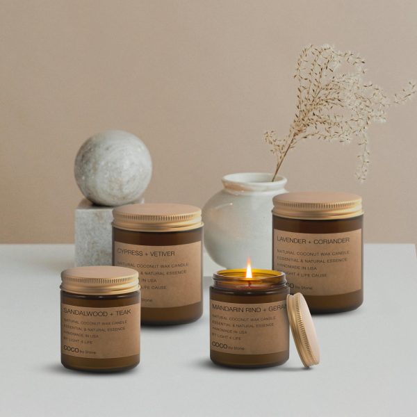 3.5oz Sandalwood + Teak Natural Coconut Apricot Wax Candle on Sale - Image 4