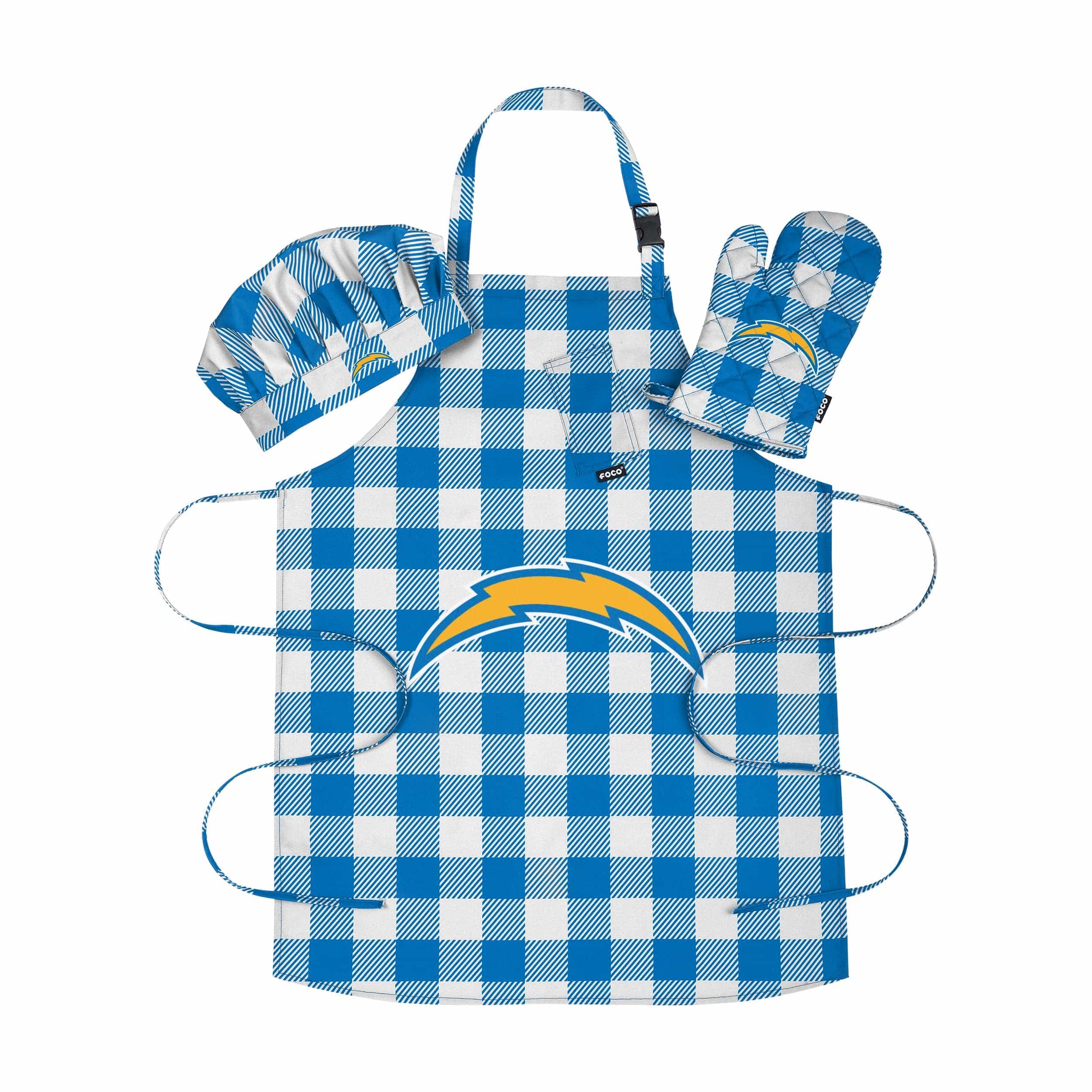 Los Angeles Chargers NFL Plaid Chef Set Supply