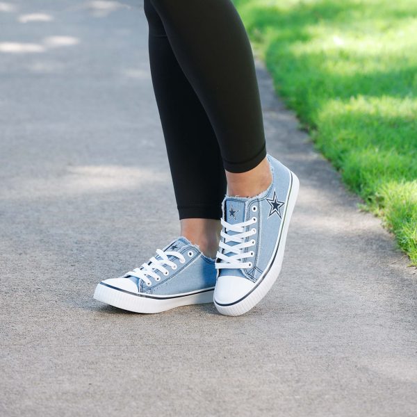 Dallas Cowboys NFL Womens Denim Low Top Canvas Shoes Online Hot Sale - Image 3