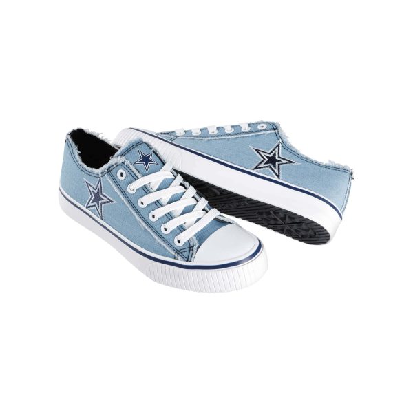 Dallas Cowboys NFL Womens Denim Low Top Canvas Shoes Online Hot Sale - Image 4