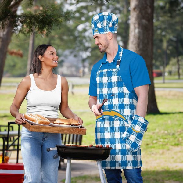 Los Angeles Chargers NFL Plaid Chef Set Supply - Image 5