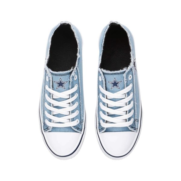 Dallas Cowboys NFL Womens Denim Low Top Canvas Shoes Online Hot Sale - Image 5