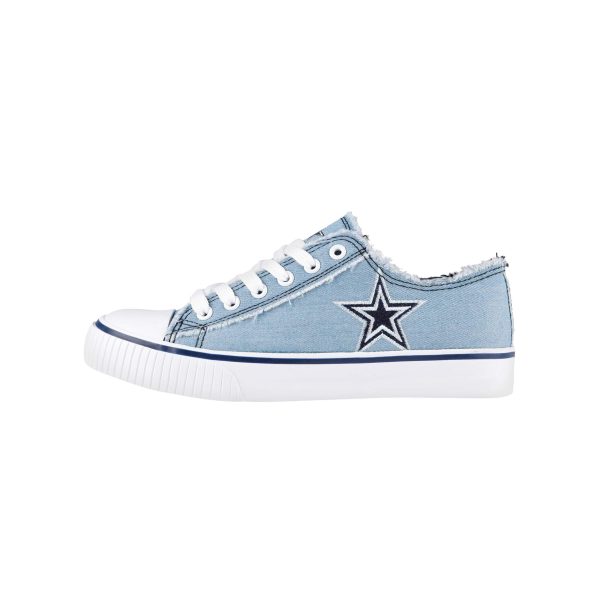 Dallas Cowboys NFL Womens Denim Low Top Canvas Shoes Online Hot Sale