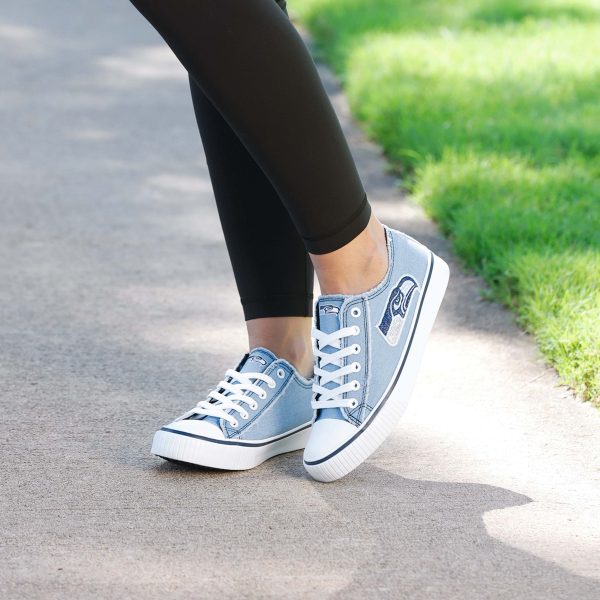 Seattle Seahawks NFL Womens Denim Low Top Canvas Shoes For Cheap - Image 3