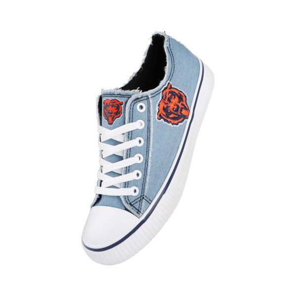 Chicago Bears NFL Womens Denim Low Top Canvas Shoes Cheap - Image 2