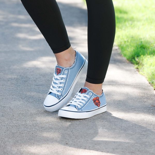 Chicago Bears NFL Womens Denim Low Top Canvas Shoes Cheap - Image 3
