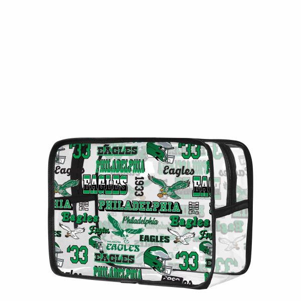 Philadelphia Eagles NFL Repeat Retro Print Clear Cosmetic Bag Online now - Image 3